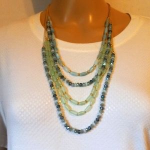 LOFTS JADE LAYERED NECKLACE MULTI STRAND Greens